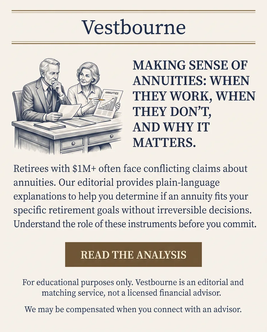 Generated Vestbourne static ad in an editorial newspaper style about making sense of annuities.